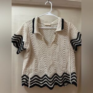 Solitaire Crochet Knit Short Sleeve Top Size M Bohemian Summer Vacation